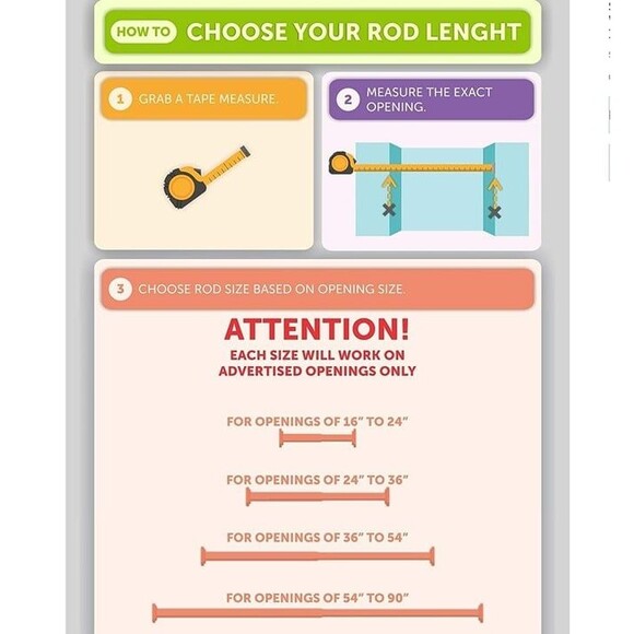 Ivilon Tension Curtain Rod Spring Tension Rod for Windows or Shower 24-36" - Picture 5 of 5